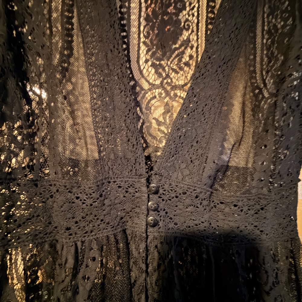 Women's Black Lace Button-Front Dress